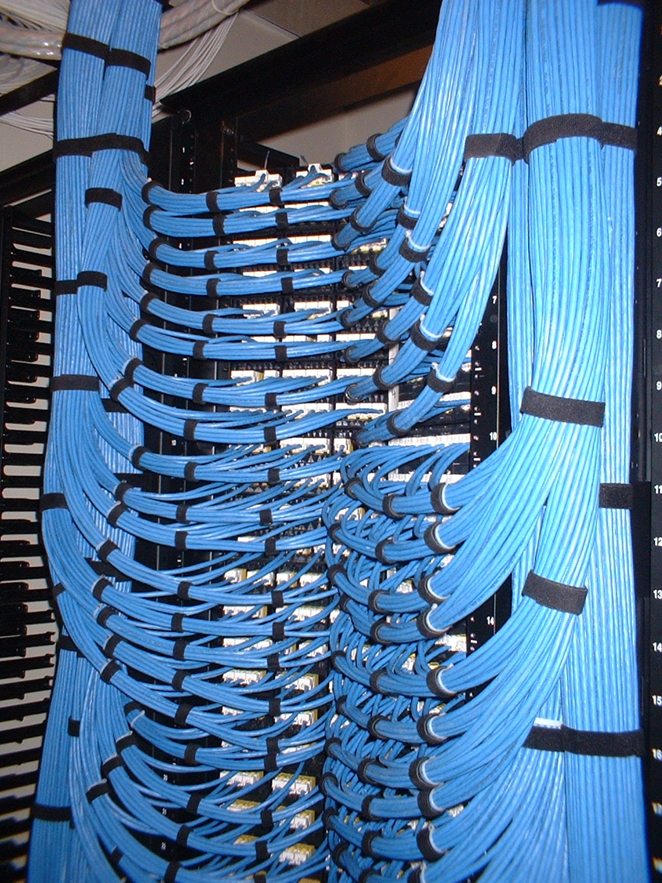 Patch Cables In Rack Shelf